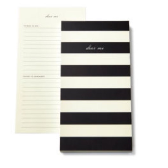 New Kate Spade NY Dear Me Black Striped Notepad